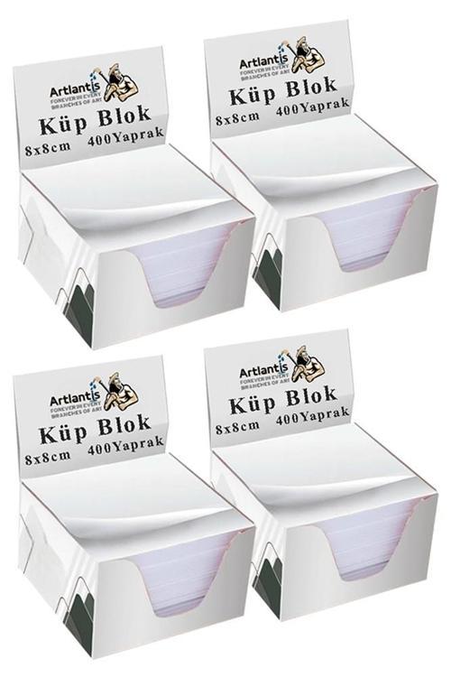 Masaüstü Küp Blok Not Kağıdı 4 Paket 8x8 cm Beyaz Küp Not Kağıdı Kare Kağıt Beyaz Boş Kağıt 400 Yaprak Hatırlatma Ofis
