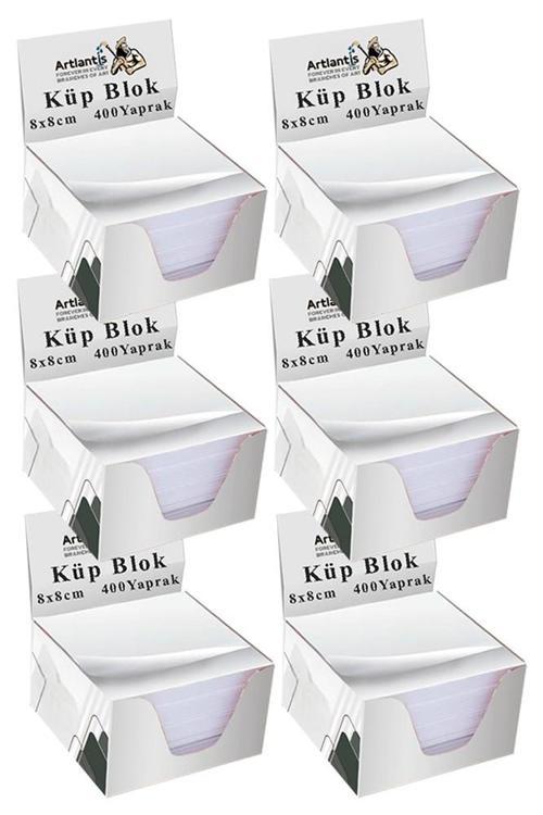 Masaüstü Küp Blok Not Kağıdı 6 Paket 8x8 cm Beyaz Küp Not Kağıdı Kare Kağıt Beyaz Boş Kağıt 400 Yaprak Hatırlatma Ofis