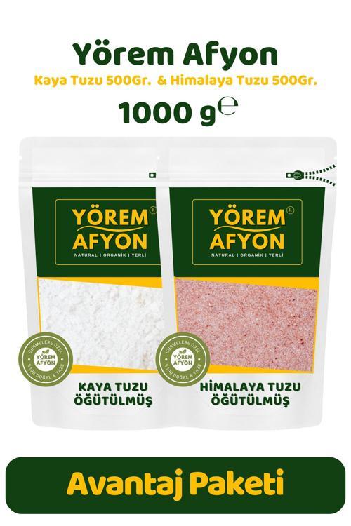 Rafine Edilmemiş Vitamin Mineral Deposu Öğütülmüş Toz Kaya & Himalaya Tuzu Avantajlı Set | 1000Gr.
