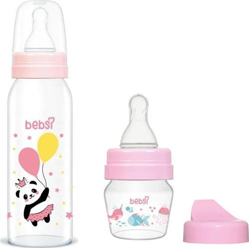 Bebsi Cam Biberon Seti Pembe Yeni Doğan(30ml+250 ml)
