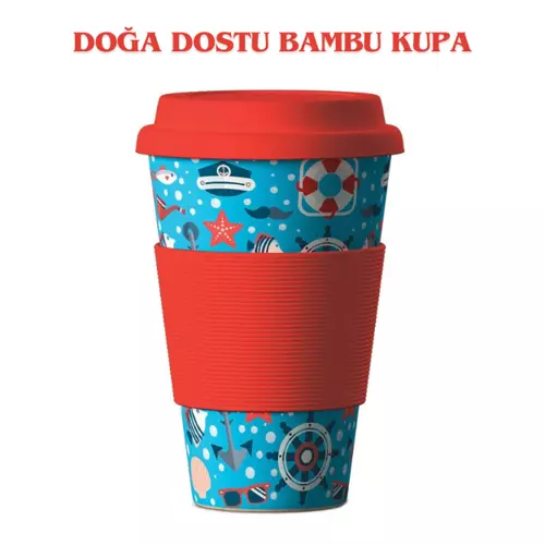 Balev Doğa Dostu Nautical (Sea Red) Bambu Kupa 400 Ml