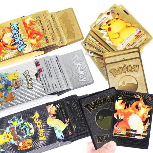 Pokemon Vmax Gold Black Silver Card TCG DX GX Süper 3lü Set Esnek Pokemon Kartı 150 Adet İngilizce
