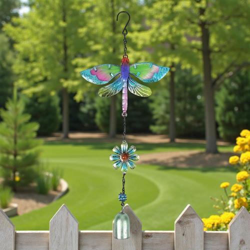 Feng Shui Yusufçuk Tasarımlı Cam İşlemeli Rüzgar Çanı Bahçe Balkon Dekorasyon Ürünü Yeni Ev Hediyesi