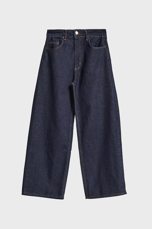 Kadın İndigo Renk 7w5-50 Palazzo Baggy Fit %100 Koton İç Boy 83cm Denim Jean