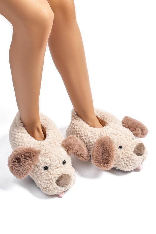 Susam Kadın Hayvanlı Panduf Bej 36/41