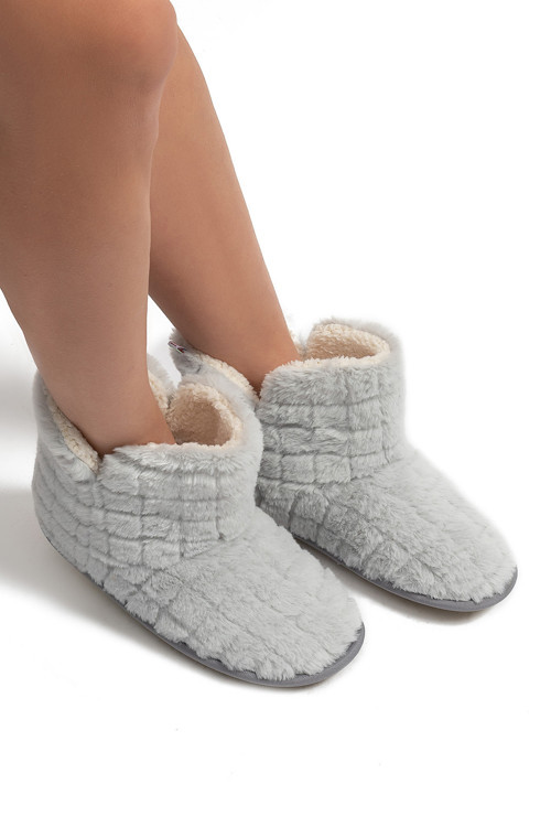 Edi Peluş Kadın Ev Botu Gri 37/41