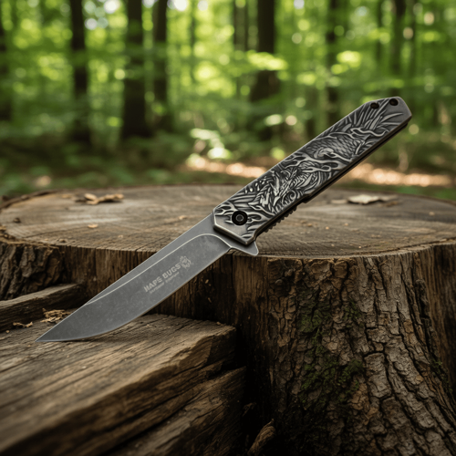 HC-023 BK Black Anka Kuş Motifli Kamp Çakısı