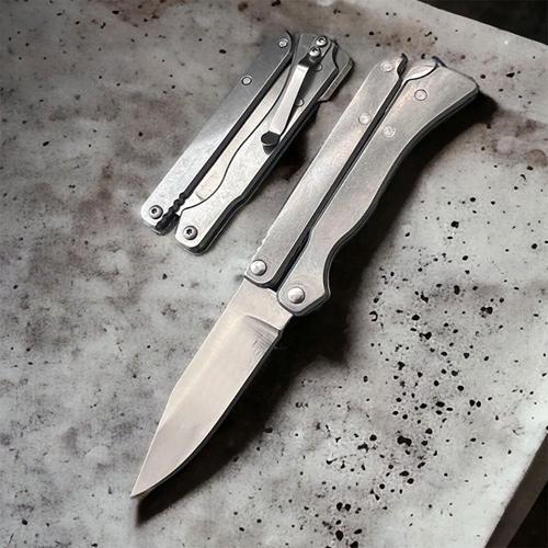 Büro Ev Ofis Kamp Keyfi için 15CM Katlanır Kelebek Stil Metalik Çakı