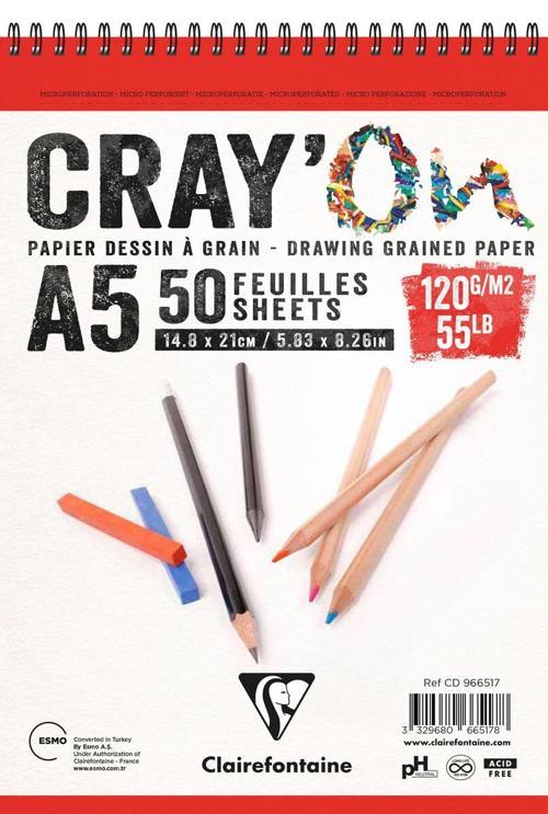 Cray'On Eskiz Çizim Defteri Üstten Spiralli 120 gr. A5 50 yp.