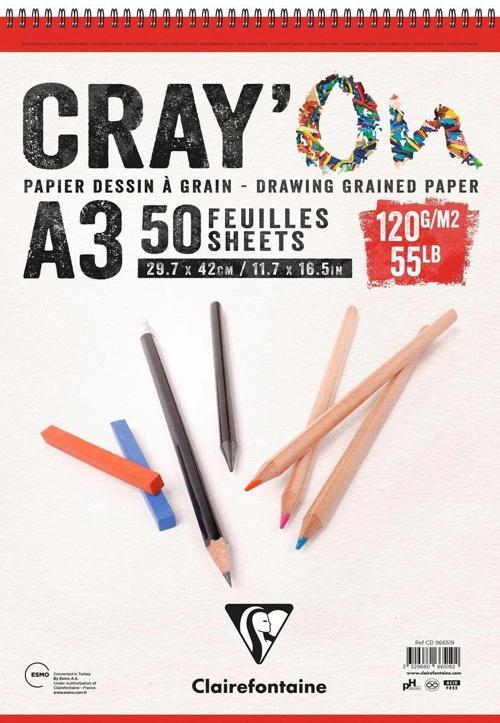 Cray'On Eskiz Çizim Defteri Üstten Spiralli 120 gr. A3 50 yp.