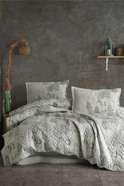 %100 Pamuk Çift Kişilik Dört Mevsim Seti Tuva V1 Yeşil