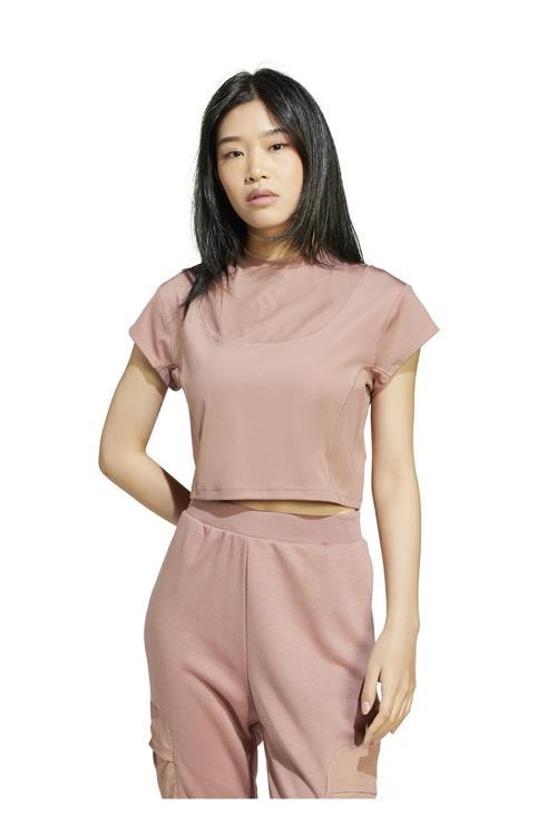 Jc5064 W Ce G Cro Tee Koyu Pembe Yuvarlak Yaka Crop Düz Kadın T-Shirt