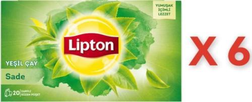 Yeşil Çay Sade Bitki Bardak Poşet Çayı 20li X 6 Adet