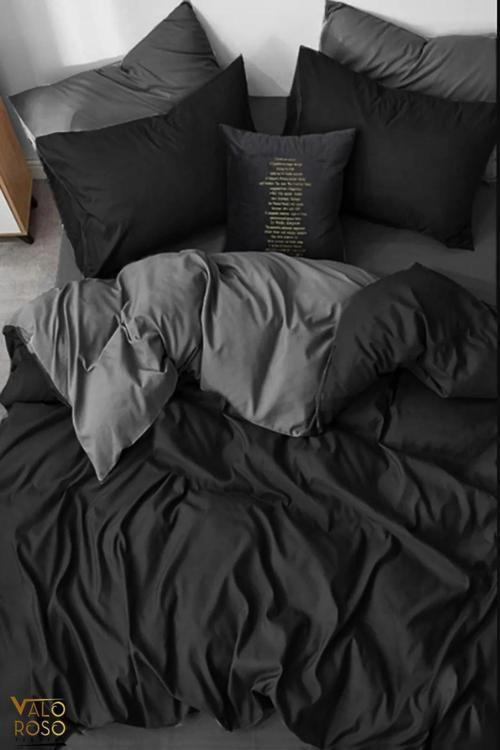 Lodos Home Pamuklu Çift Kişilik Lastikli Nevresim Takımı Siyah-Gri