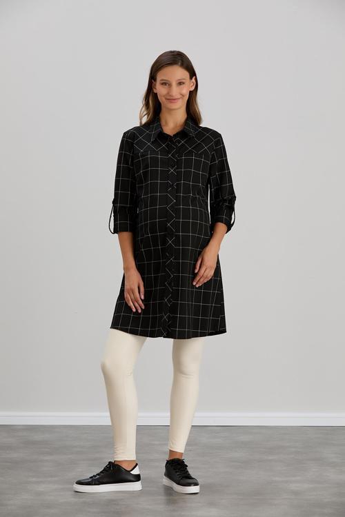 4547-Ekose Verev Kesim Hamile Giyim Gömlek-Tunik