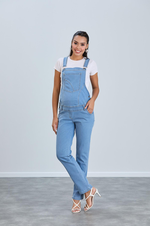 5687-Boru Paça Rahat Kesim Lycra Hamile Kot Bahçıvan-Tul