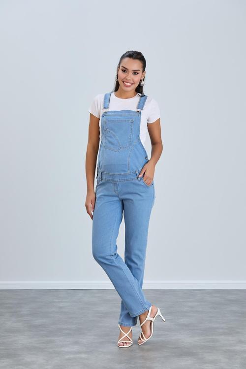 5687-Boru Paça Rahat Kesim Lycra Hamile Kot Bahçıvan-Tul