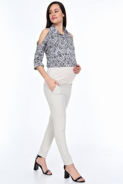 3506-Bilek Boy Hamile Dar Paça Ofis Kumaş Pantolon