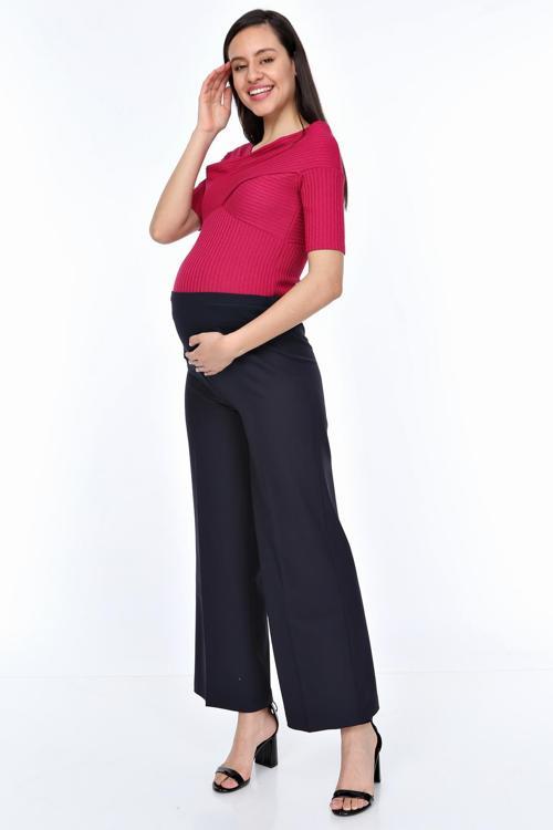 4262-Hamile Basenden Bol Paça Kumaş Pantolon