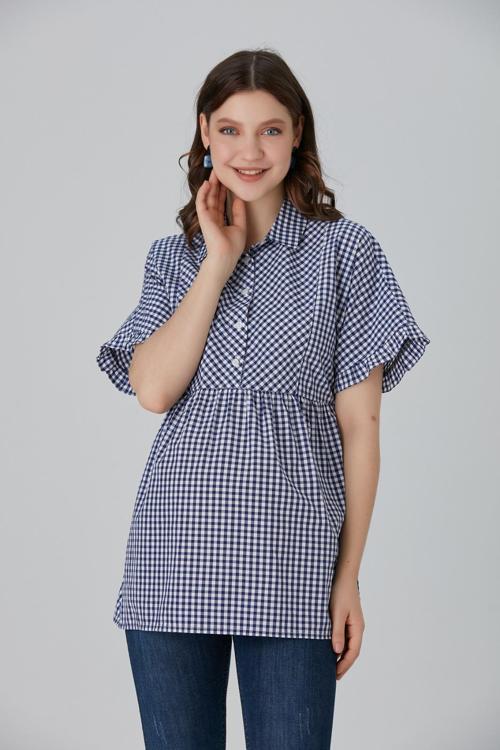 B074-Mini Kare Emzirme Detay Hamile Pamuk Gömlek