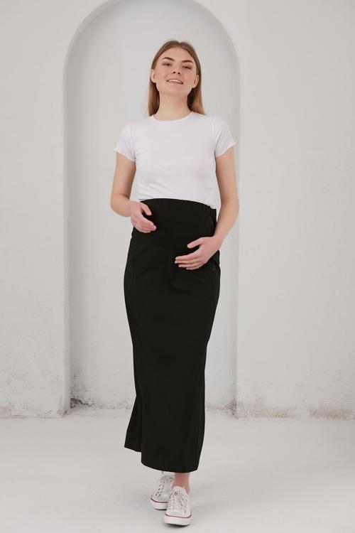 2569-Hamile Giyim Fermuar Cepli Kumaş Etek