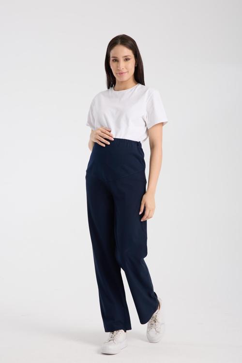 4564-Esnek Karın Banlı Hamile Giyim Bol Paça Kumaş Pantolon