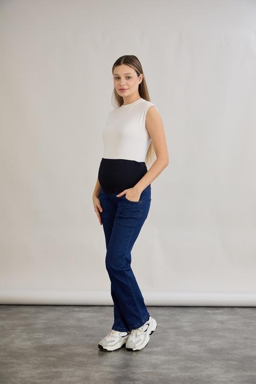 4557-Boru Paça Elestan Hamile Giyim Kot Pantolon