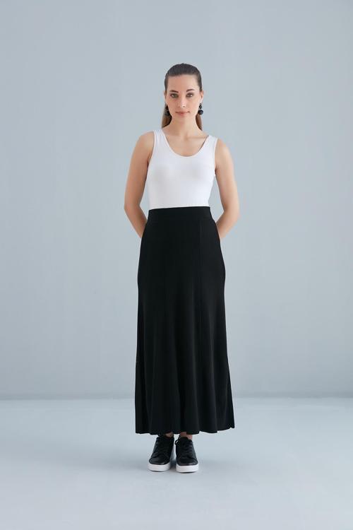 4535-Triko Palaza Parçalı Hamile Çan Etek