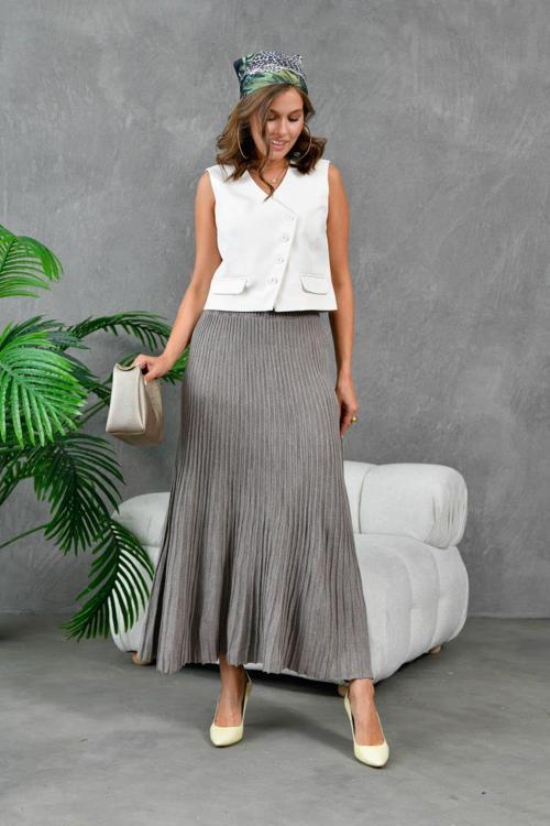 10807-Kloş Kesim Esnek Triko Etek