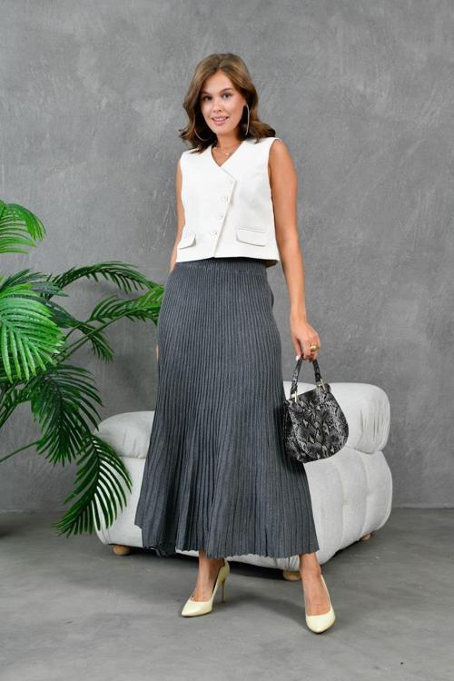 10807-Kloş Kesim Esnek Triko Etek