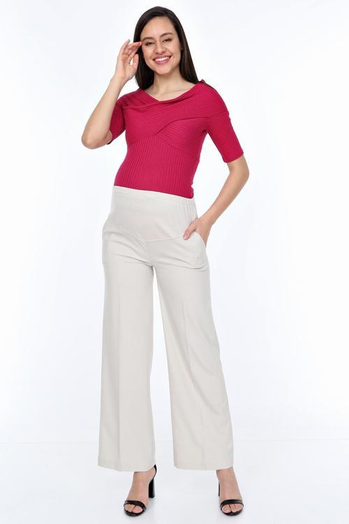 4262-Hamile Basenden Bol Paça Kumaş Pantolon