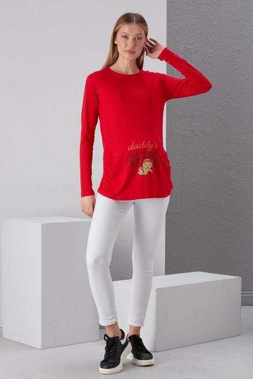 4497-Viskon Babasının Kızı U Kol Hamile T-Shirt