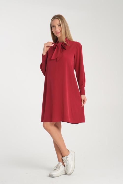 5065-Fular Yaka Tesettür Hamile Giyim Crep Tunik-Elbise