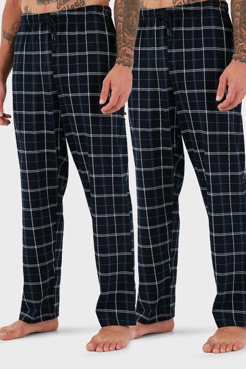 Pamuklu Regular Fit Normal Bel Düz Paça Cepli 2'li Paket Erkek Pijama Altı 6574003S2 LACİVERT-LACİVERT