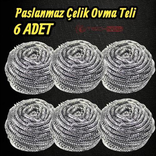 %100 Paslanmaz Çelik Sürtme Bulaşık Ovma Teli 6 Adet