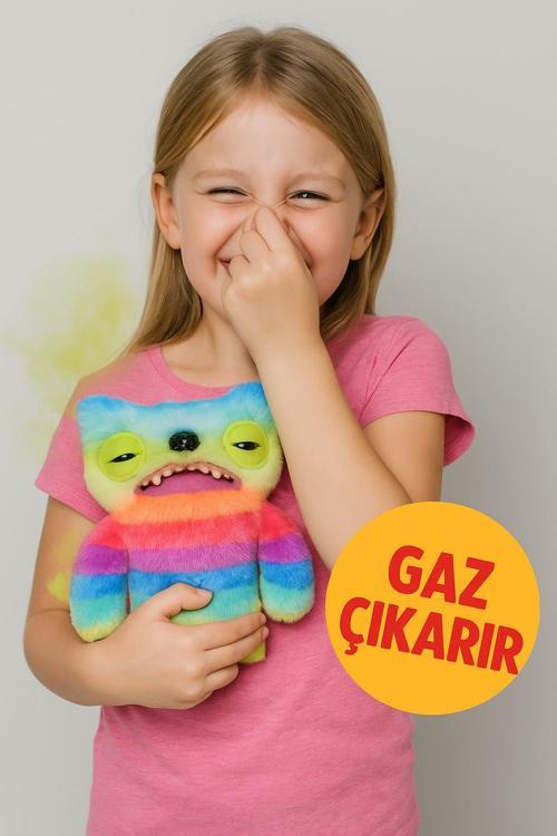 Gaz Çıkaran Fuggler Fart Face Sesli Hareket Sensörlü Komik Çirkin Peluş Oyuncak Wide Eyed Weirdo 22c