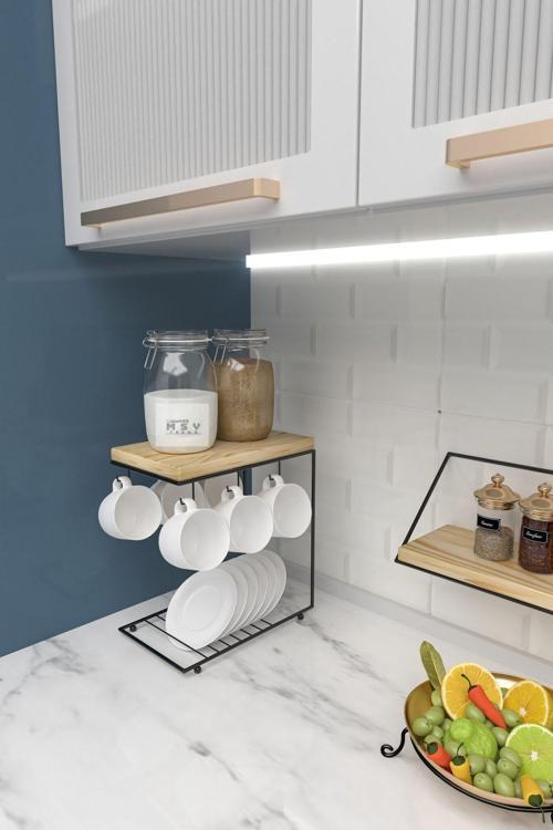 Mutfak Cafe Bar Otel Tezgah Üstü Metal Kahve Fincan Askılığı Düzenleyici Kahve Köşesi Kahve Standı