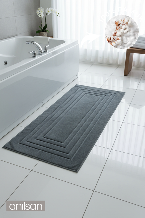 Alora Antrasit Büyük Ayak Havlusu - 60x130 Cm , 690GR %100 Pamuk, Spa Ve Otel Banyo Paspası