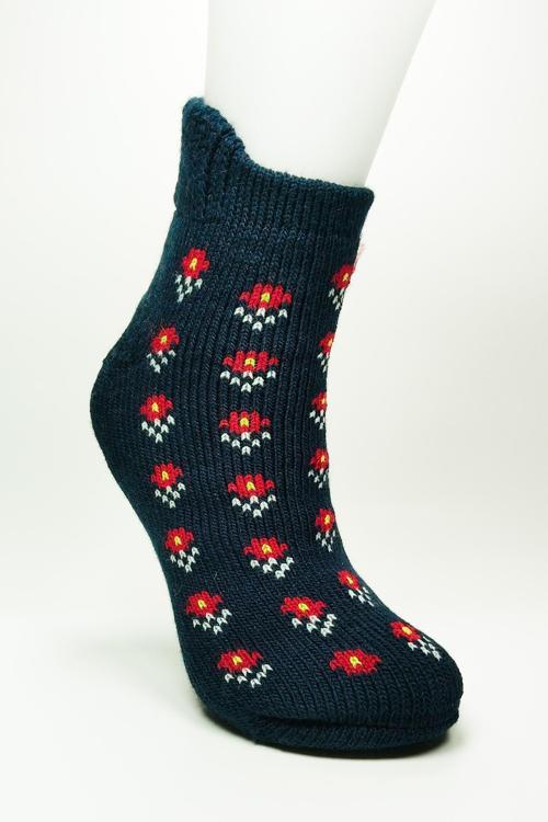 Kalın Kışlık Kadın Soket Çorap Yünlü Havlu Ev Giyim Patik Desen 2 Lacivert