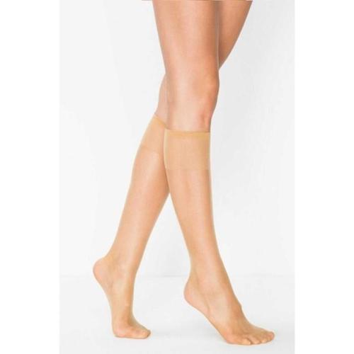 1 Adet Kadın Diz Altı Parlak Fit 15 Denye Çorap Ten