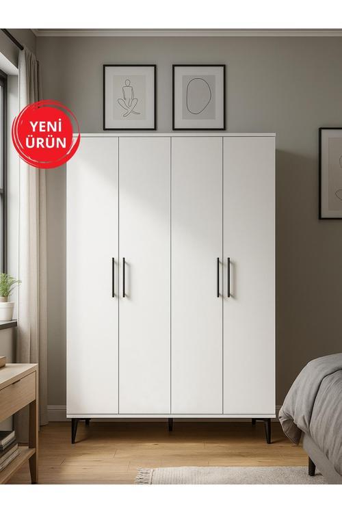 Nuna 4 Kapaklı Gardırop – 180x120 cm Genç ve Yatak Odası Dolabı