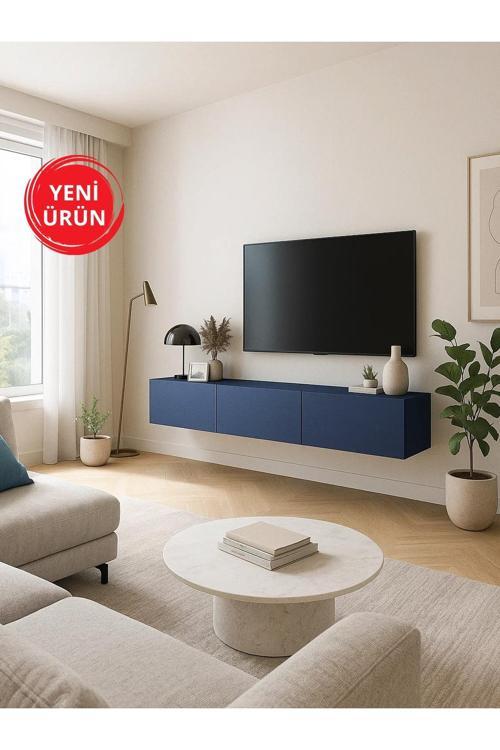 Modern Cercei TV Ünitesi – 180 cm Genişlik, Kolay Kurulum, Lacivert Renk