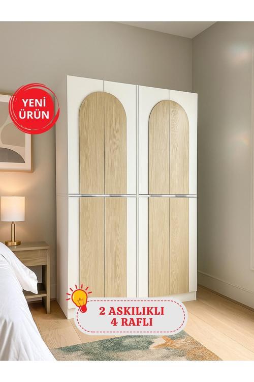 Poy 4 Kapaklı Gardırop - 182 cm Y, 122 cm G - Genç Odası ve Yatak Odası Gardırop