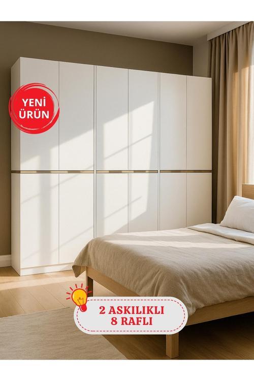 Lias 6 Kapaklı Gardırop - 182 cm Y, 184 cm G - Genç Odası ve Yatak Odası Gardırop