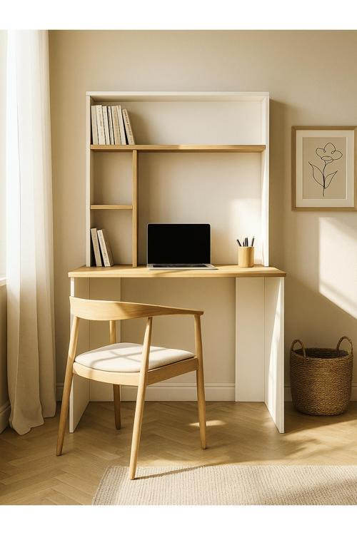 Ester Fonksiyonel Kitaplıklı Çalışma Masası Beyaz - Safir