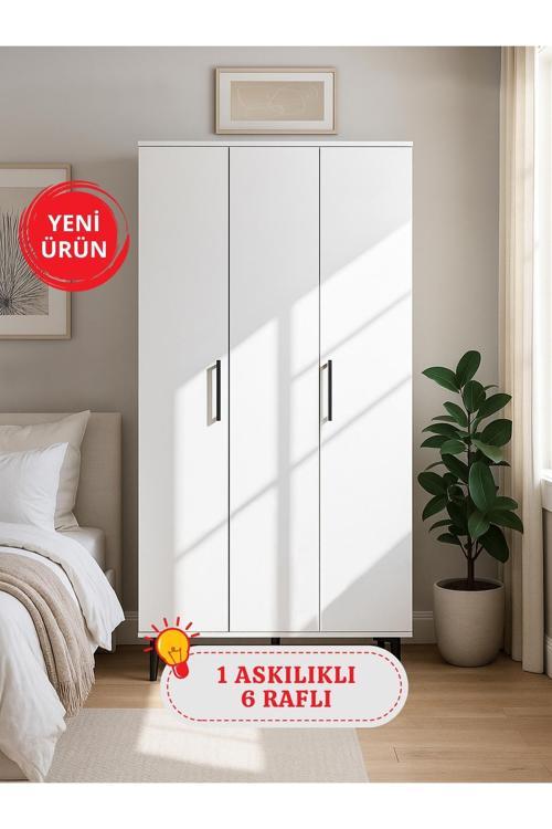 Nuna 3 Kapaklı Gardırop – 180x90 cm Genç ve Yatak Odası Dolabı