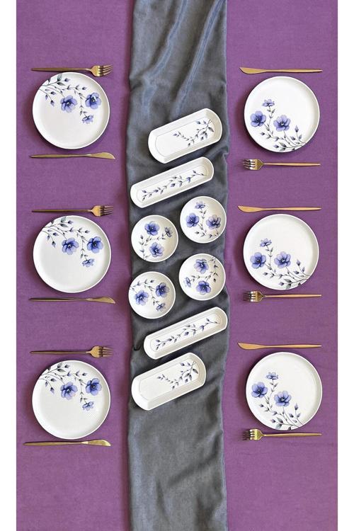 Mor Menekşe 6 Kişilik 14 Parça Kahvaltı Takımı