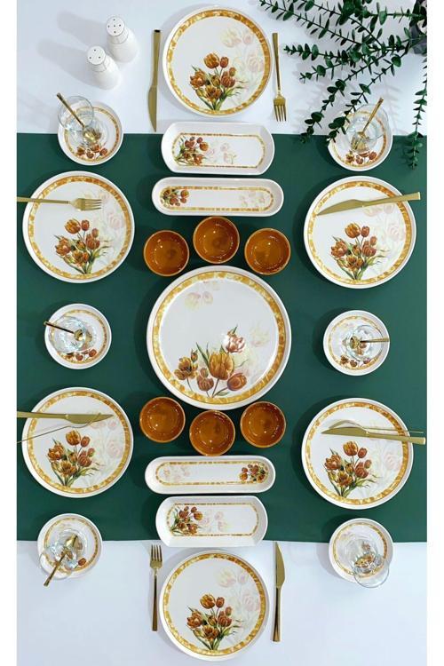 Vintage Lale 6 Kişilik 23 Parça Kahvaltı Takımı