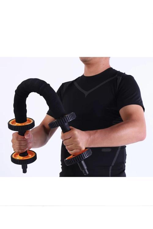 3İn1 Ab Wheel Tekerlekli Mekik Aleti Elastik Fitness Bar Kol Ve Karın Kasları Bük Bük Egzersiz Aleti