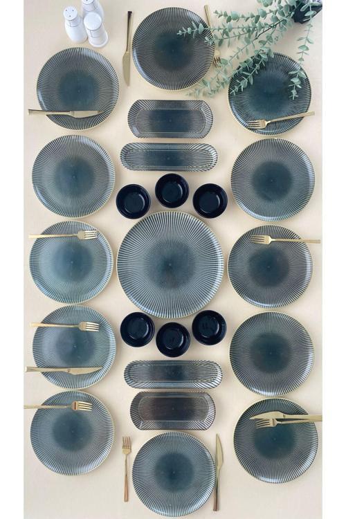 Green Gold 12 Kişilik 23 Parça With Saucer Kahvaltı Takımı